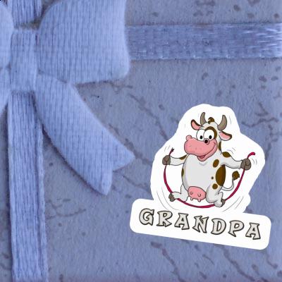 Sticker Skipping Ropes Cow Grandpa Image