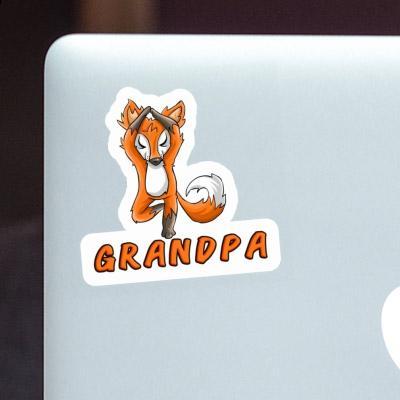 Autocollant Grandpa Yoga Renard Laptop Image