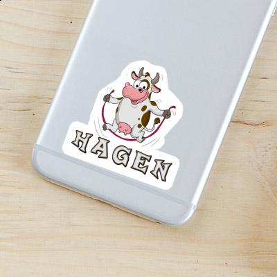 Hagen Sticker Skipping Ropes Cow Laptop Image