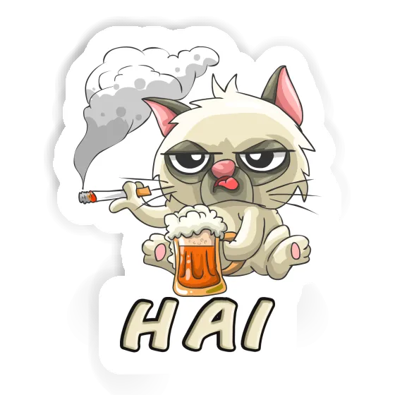 Sticker Hai Smoking Cat Gift package Image