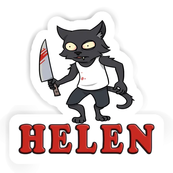 Sticker Psycho Cat Helen Notebook Image