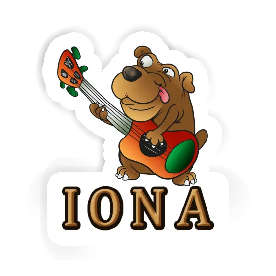 Guitar Dog Sticker Iona Laptop Image