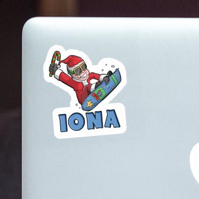 Weihnachts-Snowboarder Aufkleber Iona Laptop Image