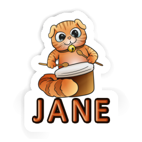 Sticker Jane Drummer Cat Image