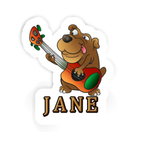 Jane Autocollant Chien guitariste Image