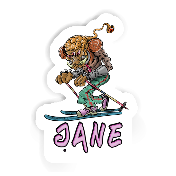 Sticker Jane Telemark Skier Notebook Sticker Jane Telemark Skier Gift package Image