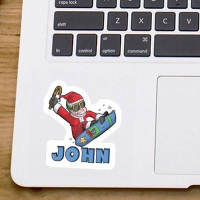 Autocollant Snowboarder de Noël John Gift package Image