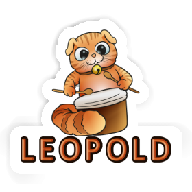 Leopold Sticker Drummer Cat Image