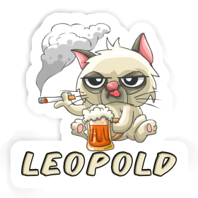 Sticker Leopold Smoking Cat Image