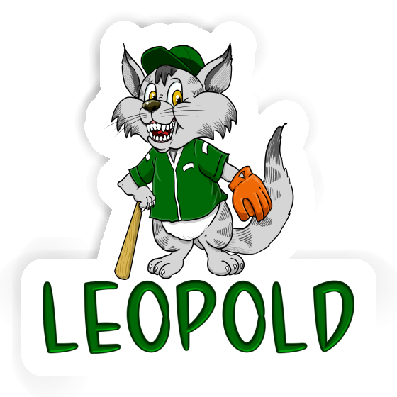 Sticker Leopold Baseball Cat Laptop Image