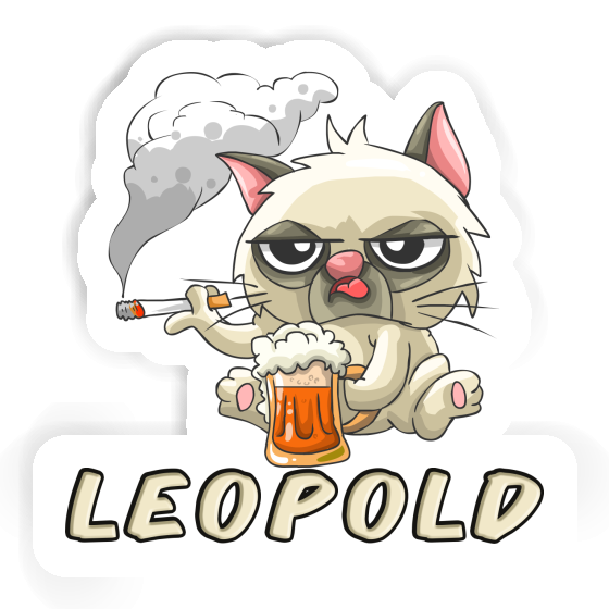 Sticker Leopold Smoking Cat Laptop Image