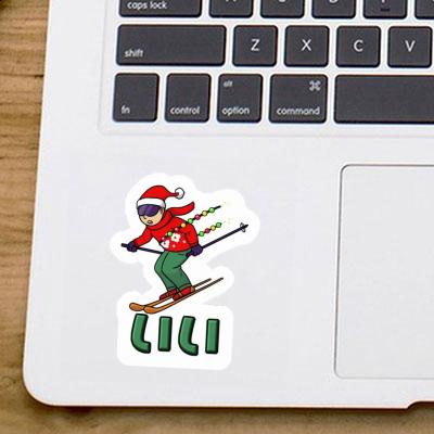 Christmas Skier Sticker Lili Laptop Image