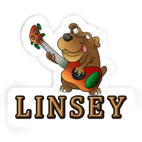Linsey Autocollant Chien guitariste Image