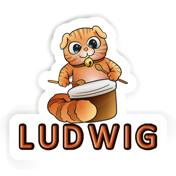 Drummer Cat Sticker Ludwig Laptop Image