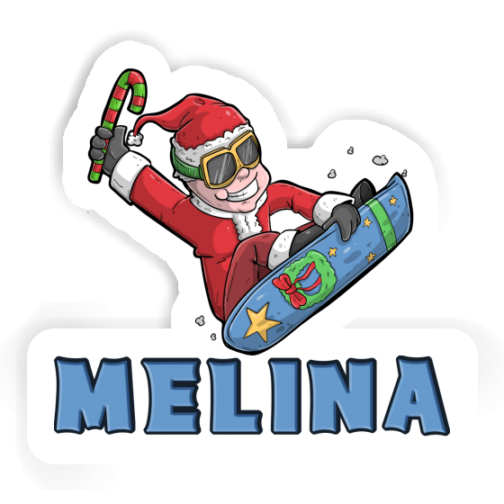 Sticker Melina Christmas Snowboarder Notebook Image