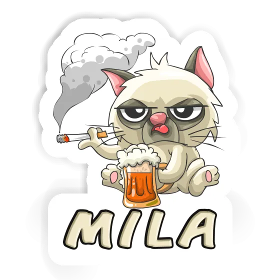 Smoking Cat Sticker Mila Laptop Image