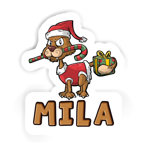 Mila Sticker Christmas Cat Gift package Image