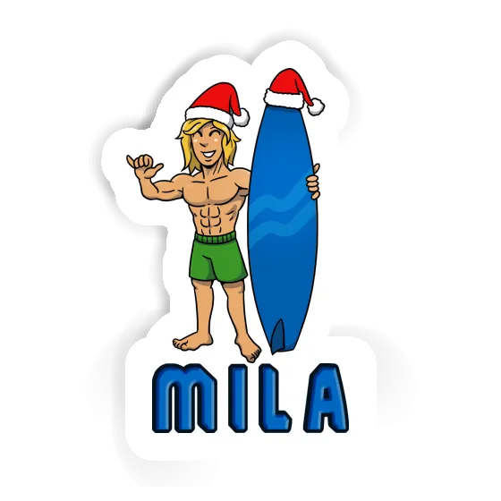 Mila Sticker Christmas Surfer Notebook Image