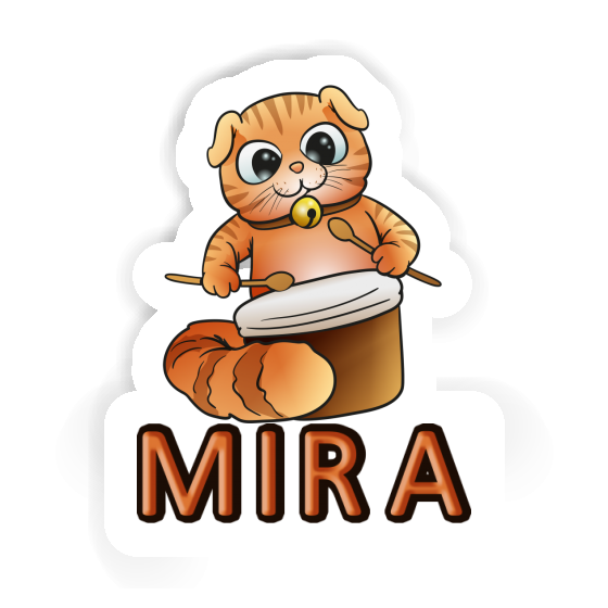 Sticker Drummer Cat Mira Notebook Image