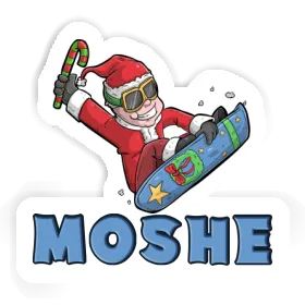 Moshe Sticker Christmas Snowboarder Image