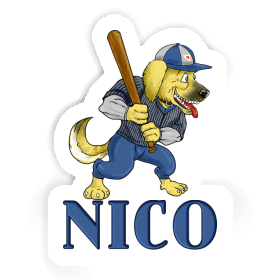 Baseball-Chien Autocollant Nico Image