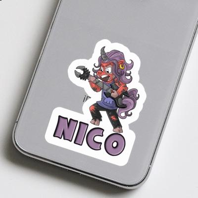 Sticker Rockendes Einhorn Nico Notebook Image