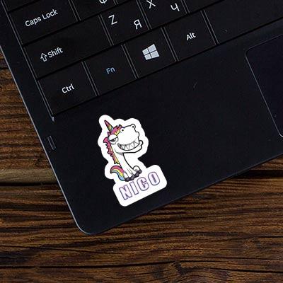 Grinning Unicorn Sticker Nico Laptop Image