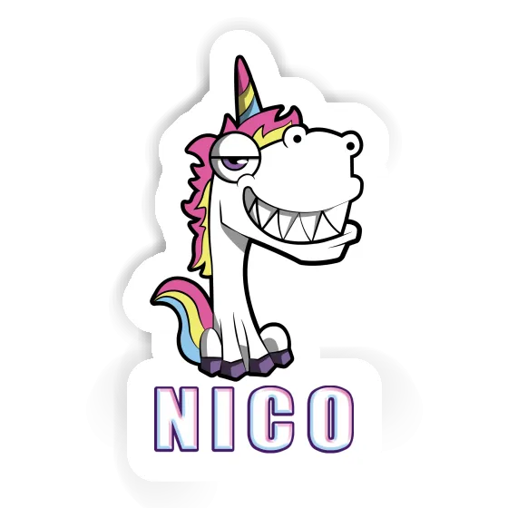 Grinning Unicorn Sticker Nico Laptop Image