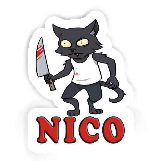 Nico Sticker Psycho Cat Notebook Image