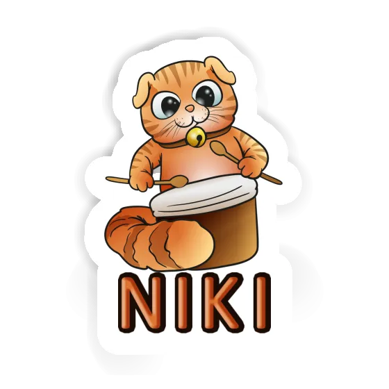 Sticker Drummer Cat Niki Laptop Image