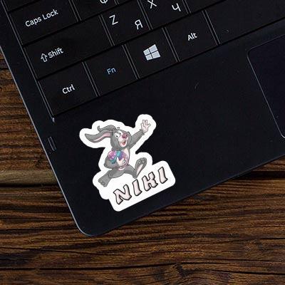 Rugby rabbit Sticker Niki Laptop Image