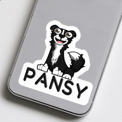 Border Collie Sticker Pansy Laptop Image