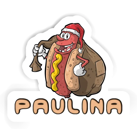 Sticker Paulina Christmas Hot Dog Laptop Image