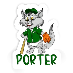 Sticker Porter Baseball Cat Image