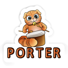 Sticker Porter Drummer Cat Image