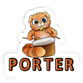 Sticker Drummer Cat Porter Image