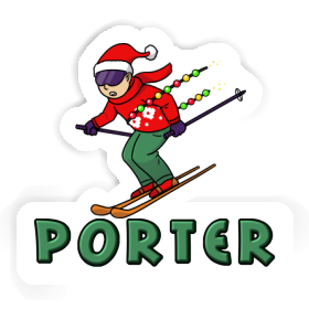 Porter Autocollant Skieur de Noël Image