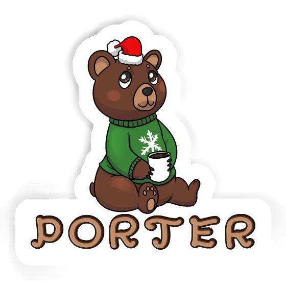 Sticker Christmas Bear Porter Laptop Image