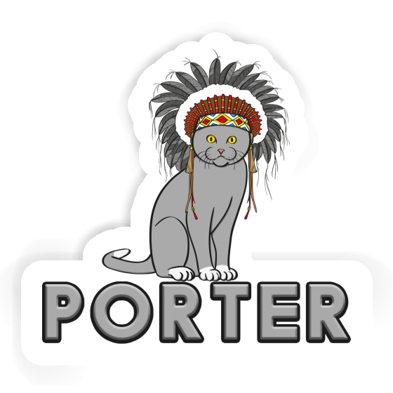 Porter Aufkleber Indianer-Katze Image