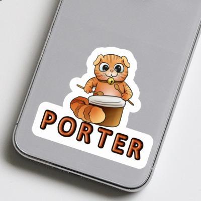 Sticker Porter Drummer Cat Notebook Image