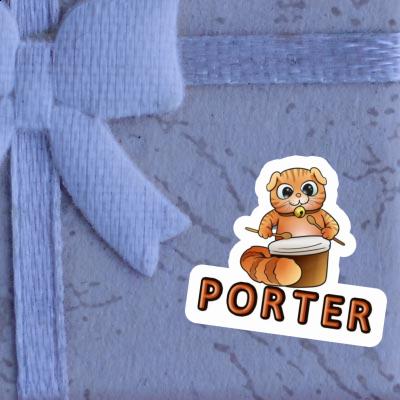 Sticker Porter Drummer Cat Notebook Image