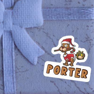 Sticker Christmas Cat Porter Gift package Image