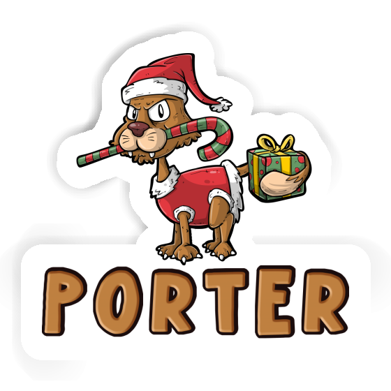 Porter Aufkleber Weihnachtskatze Gift package Image