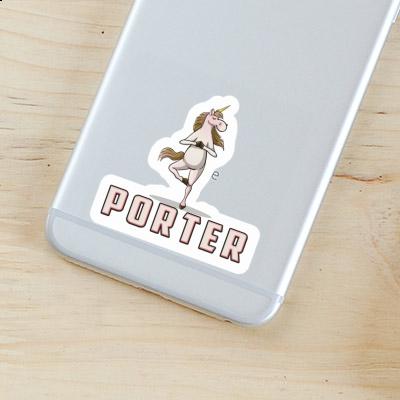 Sticker Porter Yoga-Einhorn Notebook Image