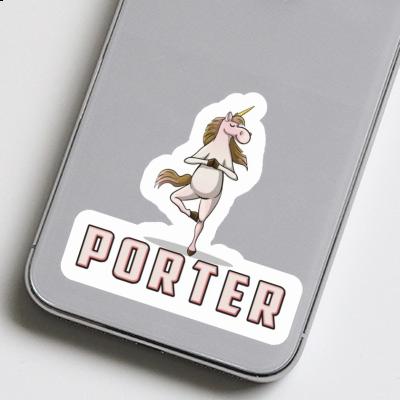 Sticker Porter Yoga-Einhorn Laptop Image