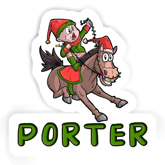 Autocollant Cheval de Noël Porter Gift package Image