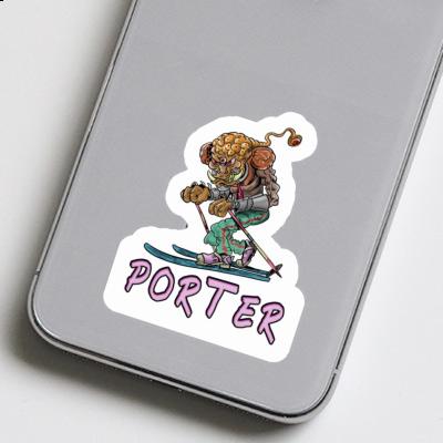 Sticker Telemark Skier Porter Laptop Image