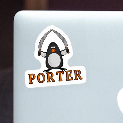 Sticker Fighting Penguin Porter Laptop Image