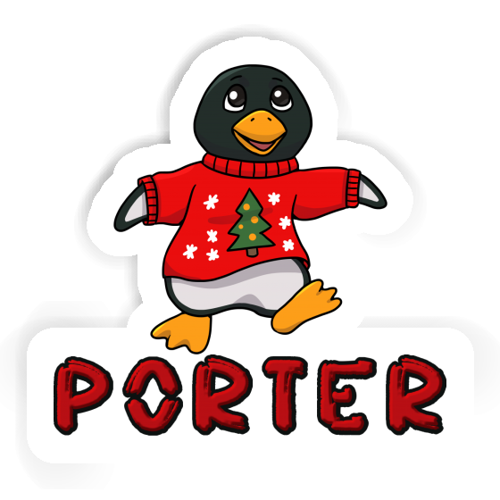 Sticker Porter Christmas Penguin Laptop Image