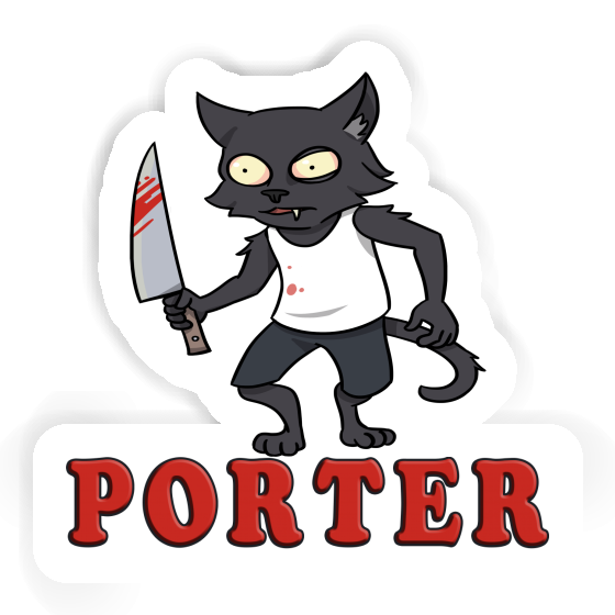 Psycho Cat Sticker Porter Laptop Image